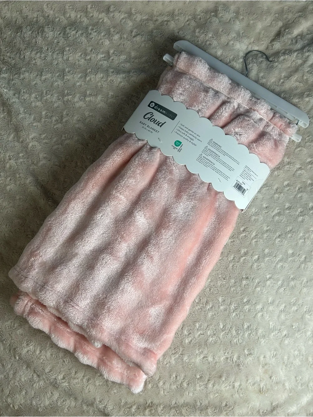 Dreamkids Cloud Baby Blanket Solid Pink Plush Soft RN 164273